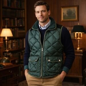 LAUREN JAMES PREPTEC S Green Easton Insulated Quilted Academia Down Puffer Vest